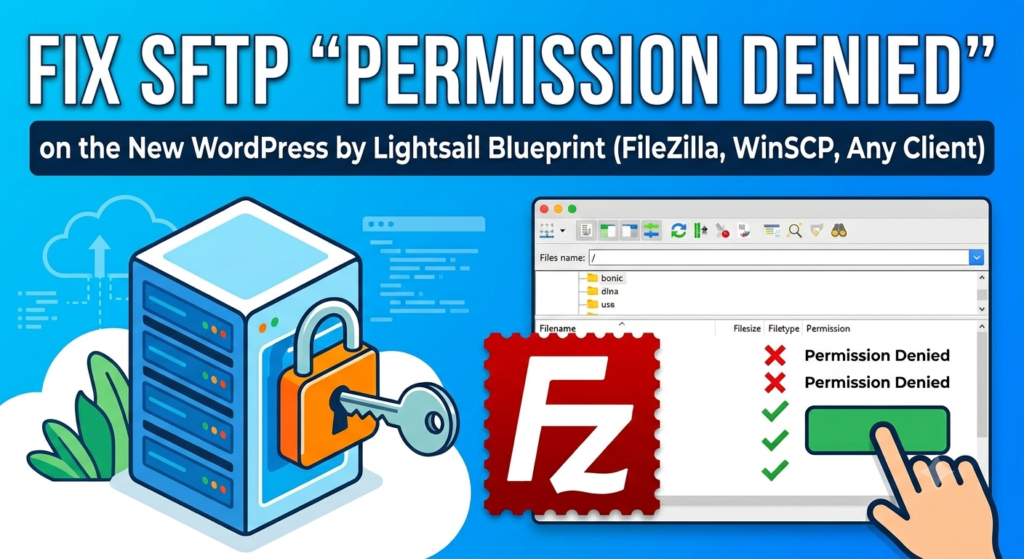 Fix SFTP Permission Denied on the New WordPress by Lightsail Blueprint (FileZilla, WinSCP, Any Client)