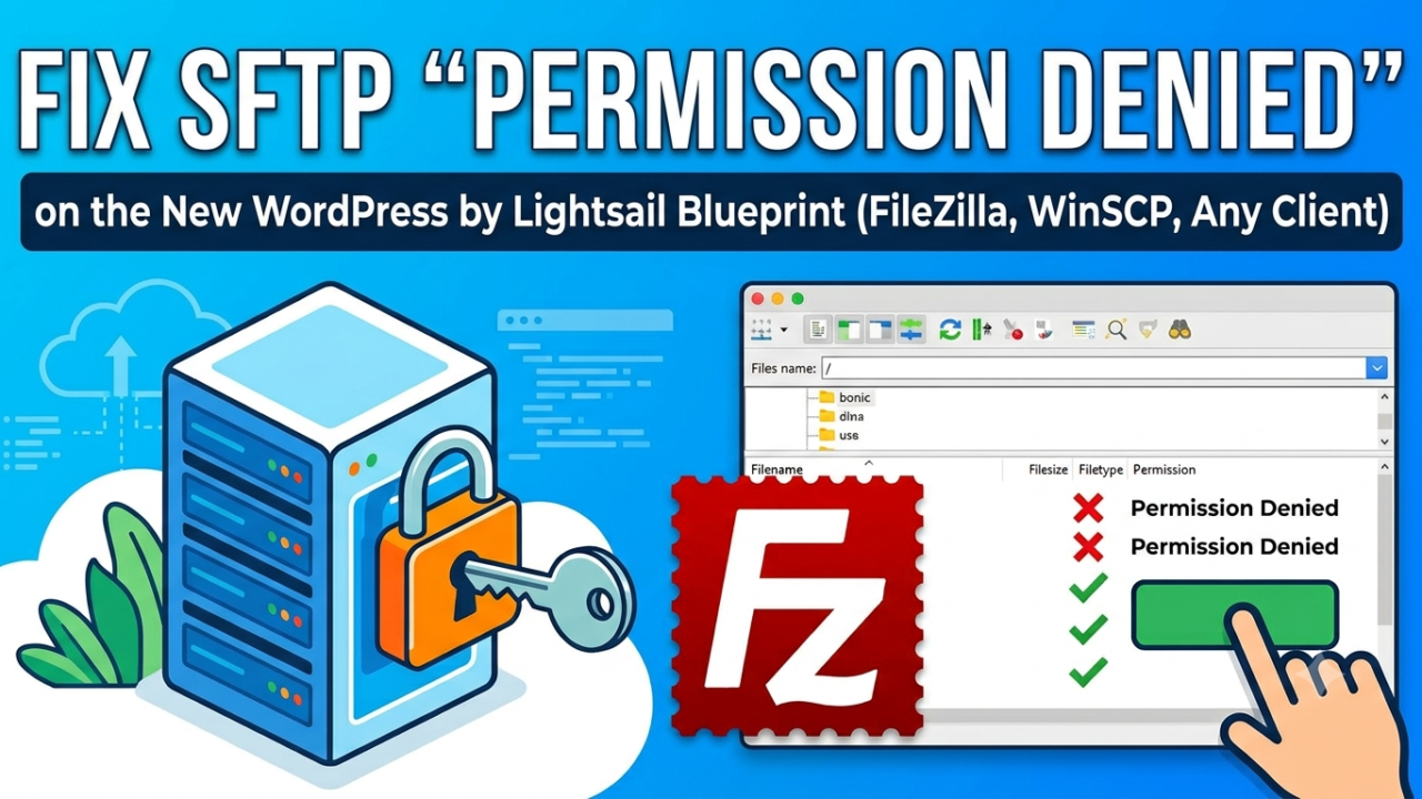Fix SFTP Permission Denied on the New WordPress by Lightsail Blueprint (FileZilla, WinSCP, Any Client)